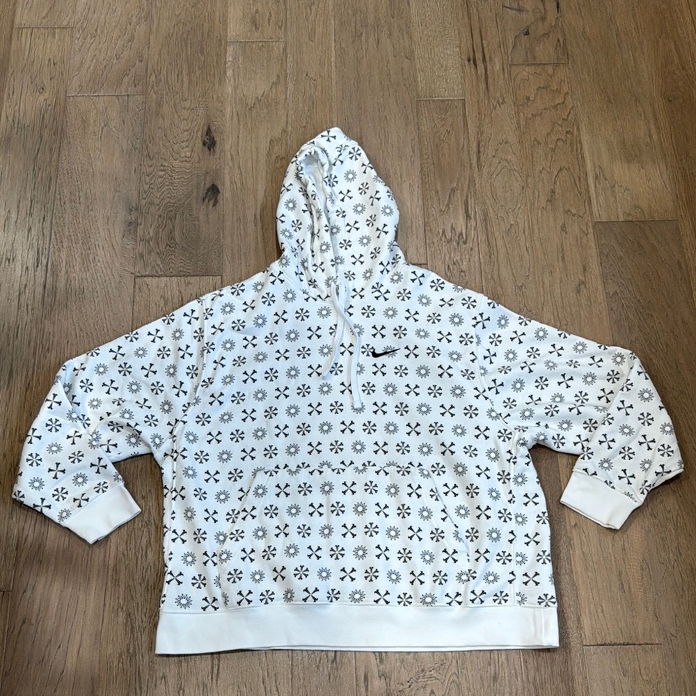 Nike Men's Sportswear Club Gel Monogram Pullover Hoodie-White/Black Size XXL